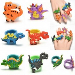 2PCS aranyos dinoszaurusz ujj gyűrű PVC puha rajzfilm dinoszaurusz gyűrűk gyerekek játék ajándék