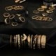 12Pcs / szett Vintage női arany kristály strasszos középső ujj gyűrű gyűrűk ékszerek