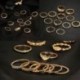12Pcs / szett Vintage női arany kristály strasszos középső ujj gyűrű gyűrűk ékszerek