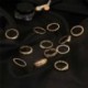 12Pcs / szett Vintage női arany kristály strasszos középső ujj gyűrű gyűrűk ékszerek