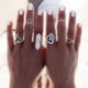 Boho 6db ezüst stack síkság csukló gyűrű felett Crystal Midi Finger Tip gyűrűk beállítása