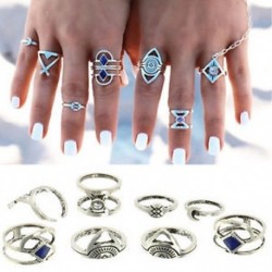 Női 8Pcs / Set Stack Plain A Knuckle gyűrű felett Boho Silver Midi Finger Tip gyűrűk