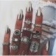 Vintage bronz 10Pcs / Set Női Lady Boho Vintage Ezüst / Bronz Punk Knuckle Finger Midi gyűrűk