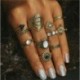 Vintage bronz 10Pcs / Set Női Lady Boho Vintage Ezüst / Bronz Punk Knuckle Finger Midi gyűrűk