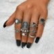 Vintage bronz 10Pcs / Set Női Lady Boho Vintage Ezüst / Bronz Punk Knuckle Finger Midi gyűrűk