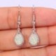 * 9 (3.5X1cm) 925 Ezüst Fehér Topáz Holdkő Fül Hook Hoop Dangle Fülbevaló Női Ékszer Ajándék
