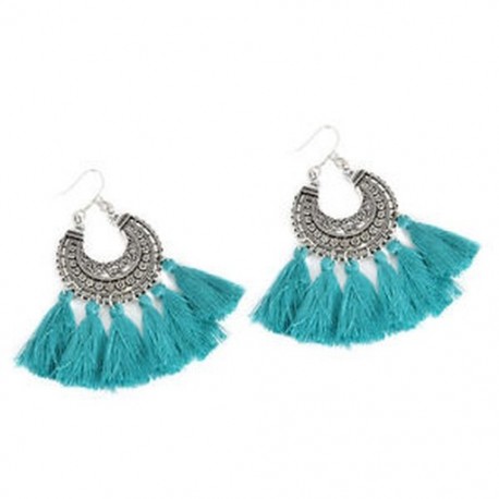* 7 Kék Női divat Bohém fülbevaló Vintage Boho hosszú bojt fülbevaló fülbevaló