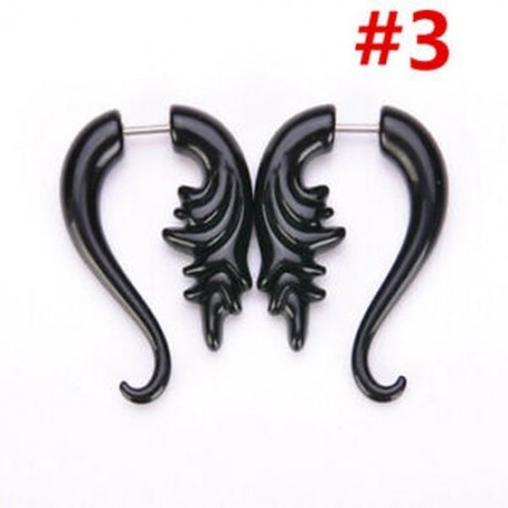 * 3 Vintage fekete spirálmérő füldugó mérő készlet Kitartó Flesh fülbevaló Piercing