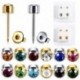 Fehér   ezüst 2Pcs divatos sebészeti acél fülcsapok készlet Piercing szerszám fül fülbevaló ékszer