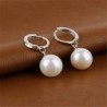 Elegáns női esküvői ékszerek ezüst édesvízi gyöngy dangle hoop fülbevaló ajándék