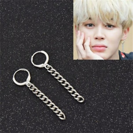 Ezüst színű Jimin fülbevaló lánccal - KPOP - BTS - Bangtan Boys