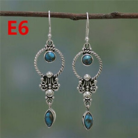 * E6 (hossza 5 cm) 925 Ezüst Ametiszt Holdkő Opál Ruby Topáz Dangle Drop Fülbevaló Hook Ékszerek