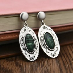 Vintage 925 Ezüst Zöld Üveg Esküvői Kézzel Dangle Fülbevaló Eardrop Ajándék Új