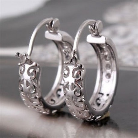 Női fehér Topaz 925 ezüst divat ezüst fül Stud Hoop fülbevaló ékszer ajándék