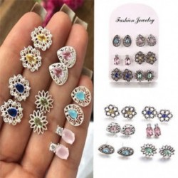 6Pairs / Set Boho Női Crystal strasszos fülbevaló Drop Ear fülbevaló ékszerek