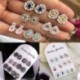 6Pairs / Set Boho Női Crystal strasszos fülbevaló Drop Ear fülbevaló ékszerek