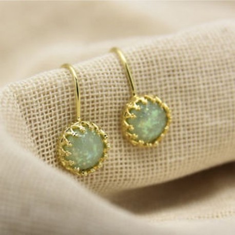 Női Opal Hook fülbevaló Divatos évforduló Dangle Drop 18K arany töltött ékszerek
