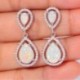 925 ezüst fehér topáz Opal dangle fülbevaló nő divat esküvői születésnapi ajándék