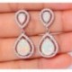 925 ezüst fehér topáz Opal dangle fülbevaló nő divat esküvői születésnapi ajándék