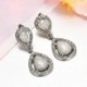 925 ezüst fehér topáz Opal dangle fülbevaló nő divat esküvői születésnapi ajándék