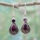 Női Boho Purple Copper Turquoise Hook fülbevaló 925 ezüst Dangle fülbevaló