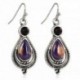 Női Boho Purple Copper Turquoise Hook fülbevaló 925 ezüst Dangle fülbevaló
