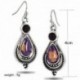 Női Boho Purple Copper Turquoise Hook fülbevaló 925 ezüst Dangle fülbevaló