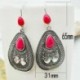 Női Boho Red Ruby drágakő 925 Ezüst csepp dugó kampók fülbevaló ékszerek