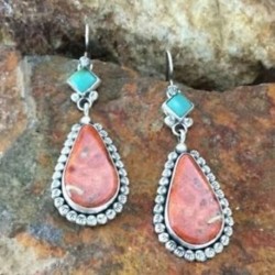 Vintage nők Boho tibeti 925 ezüst türkiz Dangle horog fülbevaló ékszerek