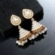 Retro indiai fülbevaló gyöngy medál Jhumka csepp fül Stud esküvői Dangle ékszerek
