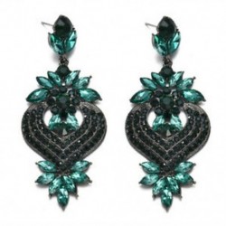 Zöld Divat elegáns kristály strasszos fül Stud Dangle csepp fülbevaló Charm ékszerek