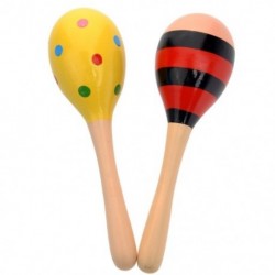 2X (2 db 20 cm-es gyerek fa Maracas Rattle Shakers, zenei nevelés az O8U5-ig
