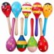 2X (2 db 20 cm-es gyerek fa Maracas Rattle Shakers, zenei nevelés az O8U5-ig