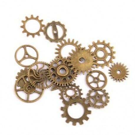 1X (17db Charm Steampunk Gear kerékpár medál, nyaklánc Charm megállapításokkal Q3A1)