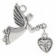1X (10 db ezüst tónusú angyal szerelmes szív charm medálok 25x22mm (1 &quot x7 / 8&quot ) R6A1)