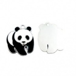 10 db ezüst színű zománc Panda Charms medálok 23x20mm I8A6