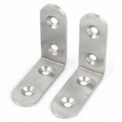 2X (50 mm x 50 mm L Alakú 4 lyukú sarokkonzol, ezüstszínű zárójelekkel 4 PCS C F0L3