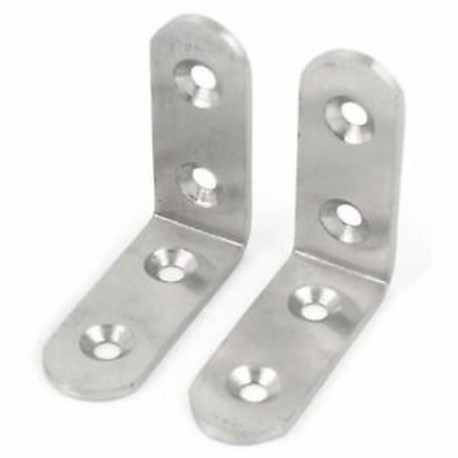 2X (50 mm x 50 mm L Alakú 4 lyukú sarokkonzol, ezüstszínű zárójelekkel 4 PCS C F0L3