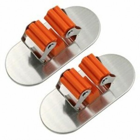 2X (2 darab öntapadós, szálcsiszolt rozsdamentes acél felmosórongy és seprűtartó Orga H6Q1