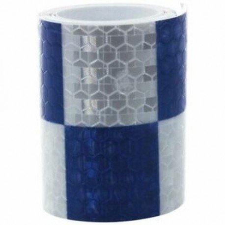 1M fényvisszaverő biztonsági figyelmeztető szembetűnő szalagmatrica, fehér   kék W2I4