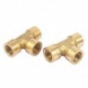 2db 1/4 hüvelykes BSP menet, egyenlő 3-utas Tee tengelykapcsoló rézcső adapter F4T0
