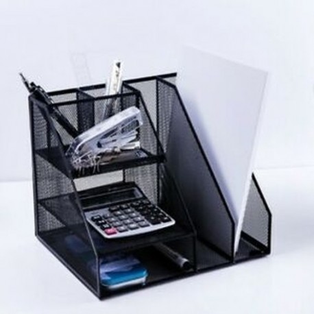 6X (otthoni irodai asztali irodai tároló File Rack Organizer Sorter Black Meta R7V7
