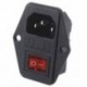 Fekete műanyag ház AC 250V 15A 3 P C14 aljzat és billenőkapcsoló I6L4