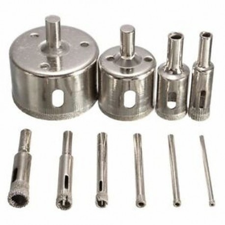 10 db gyémánt lyukfűrész 3-50 mm-es fúrógép-fűrészkészlet csempe kerámia márványüveg C G9X7