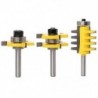 Router bitkészlet, 3 db 1/4 hüvelykes szárnyal és horonyval Router bit és fordított Y7D7
