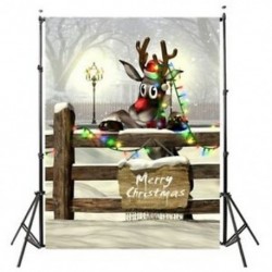 150x90cm-es Rénszarvas karácsonyi égőkkel - Boldog Karácsonyt feliratos táblával háttér stúdió fotózáshoz - V4H7