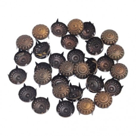 100db-os bronz tónusú táska, kerek, faragott virágtartó, barkácsos szegecs 11x6.5mm Q8F9