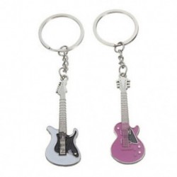 1 pár édes mini ezüst rózsaszín ötvözet gitár kulcstartó kulcstartó kulcstartó medál I5V3