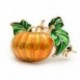 Halloween tök bross új ötvözet zöld levelek narancssárga zománc tök nők D5X8