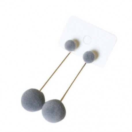 szürke - Divat göndör csepp fülbevalók nők koreai személyiségének kerek hosszú bojt E O5A0